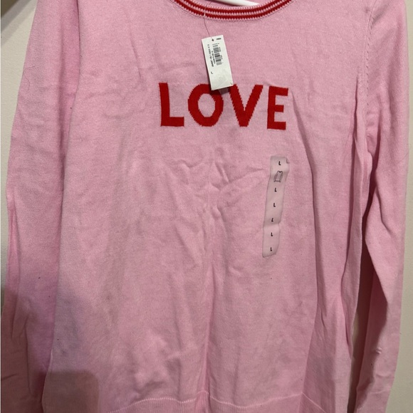 Old Navy Sweaters - Women's Pink Sweater with Red Love Design
